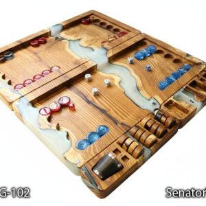 تخته نرد رزینی دست‌ساز از چوب سنجد — نمای کلی