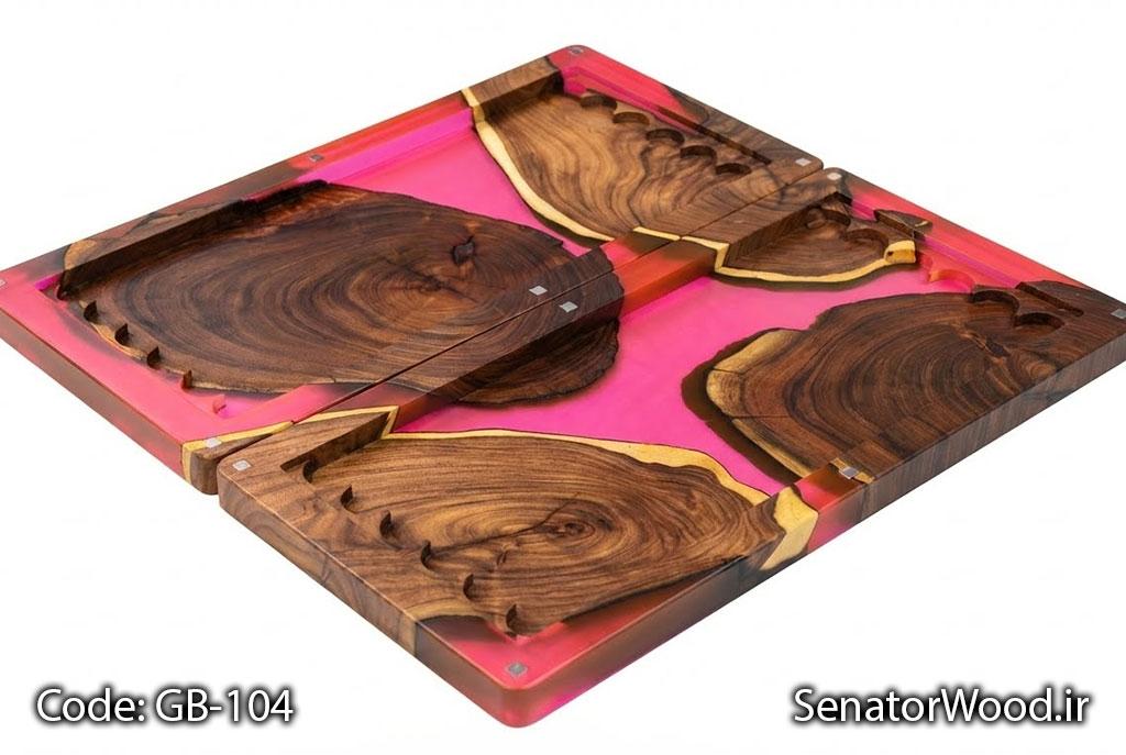 تخته نرد کهور سایز ۶۰ مدل GB-104 با رزین سرخابی
