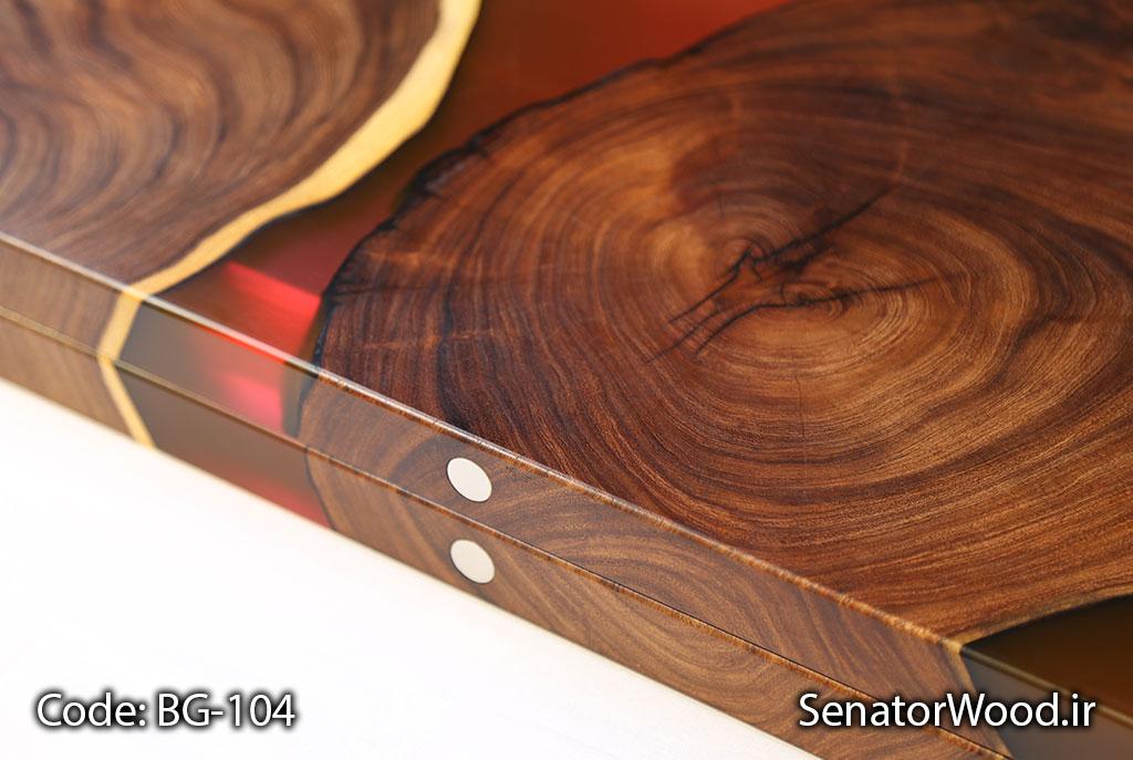 پشت تخته نرد کهور سایز ۶۰ با طرح اسلایس تنه درخت