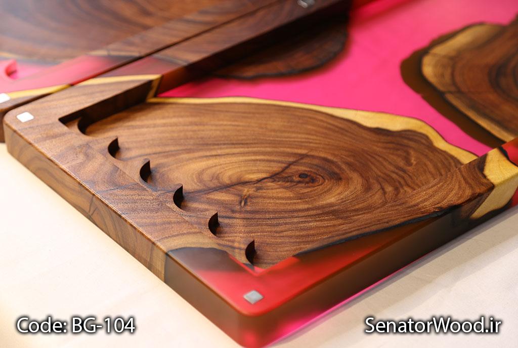 صفحه بازی تخته نرد چوب کهور و رزین مجنتا سایز بزرگ